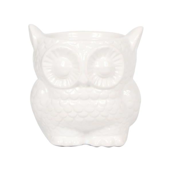 Hummingbird Home | Owl flower pot - White ceramic decorative pot - Ø9cm