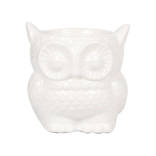 Hummingbird Home | Owl flower pot - White ceramic decorative pot - Ø9cm