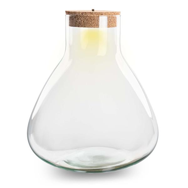 Terrarienflasche - Erlenmeyer XL mit Beleuchtung im Korken - 32 cm hoch