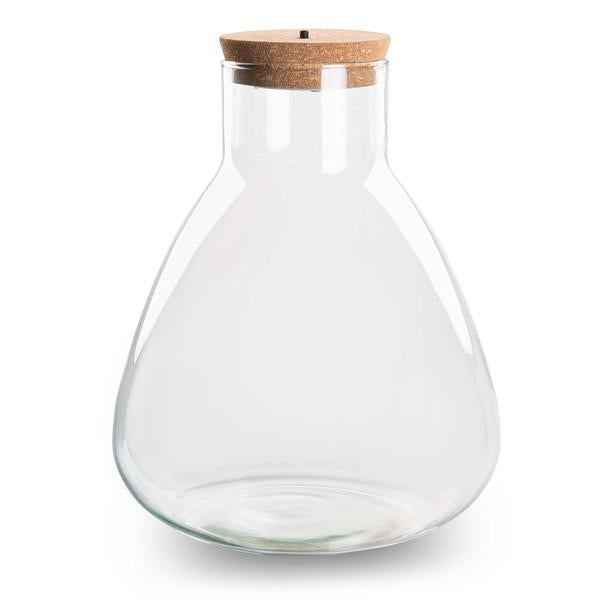 Terrarium bottle with cork - Erlenmeyer flask with LED cork - Closed terrarium ↑ 30 cm